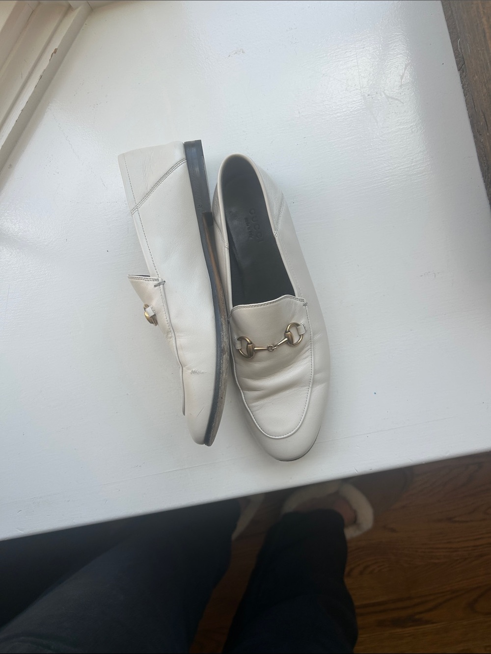 Gucci White Leather Horsebit Loafers - Picture 5 of 7